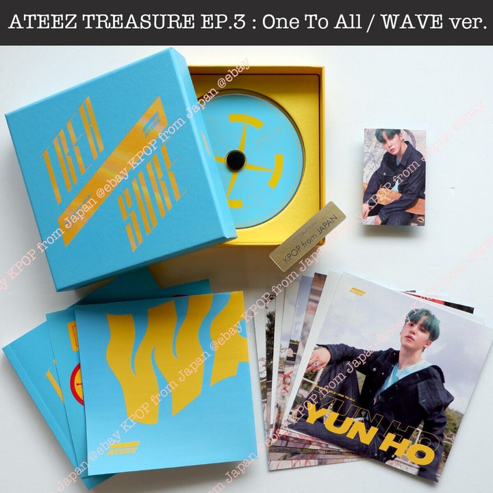 YUN HO ATEEZ TREASURE EP.3 : One To All / WAVE ver. Album + Photocard set